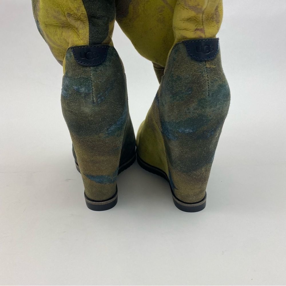 UGG x Tschabalala Self Over-the-Knee Suede Wedge Boots Blue Yellow Portrait - Picture 8 of 15